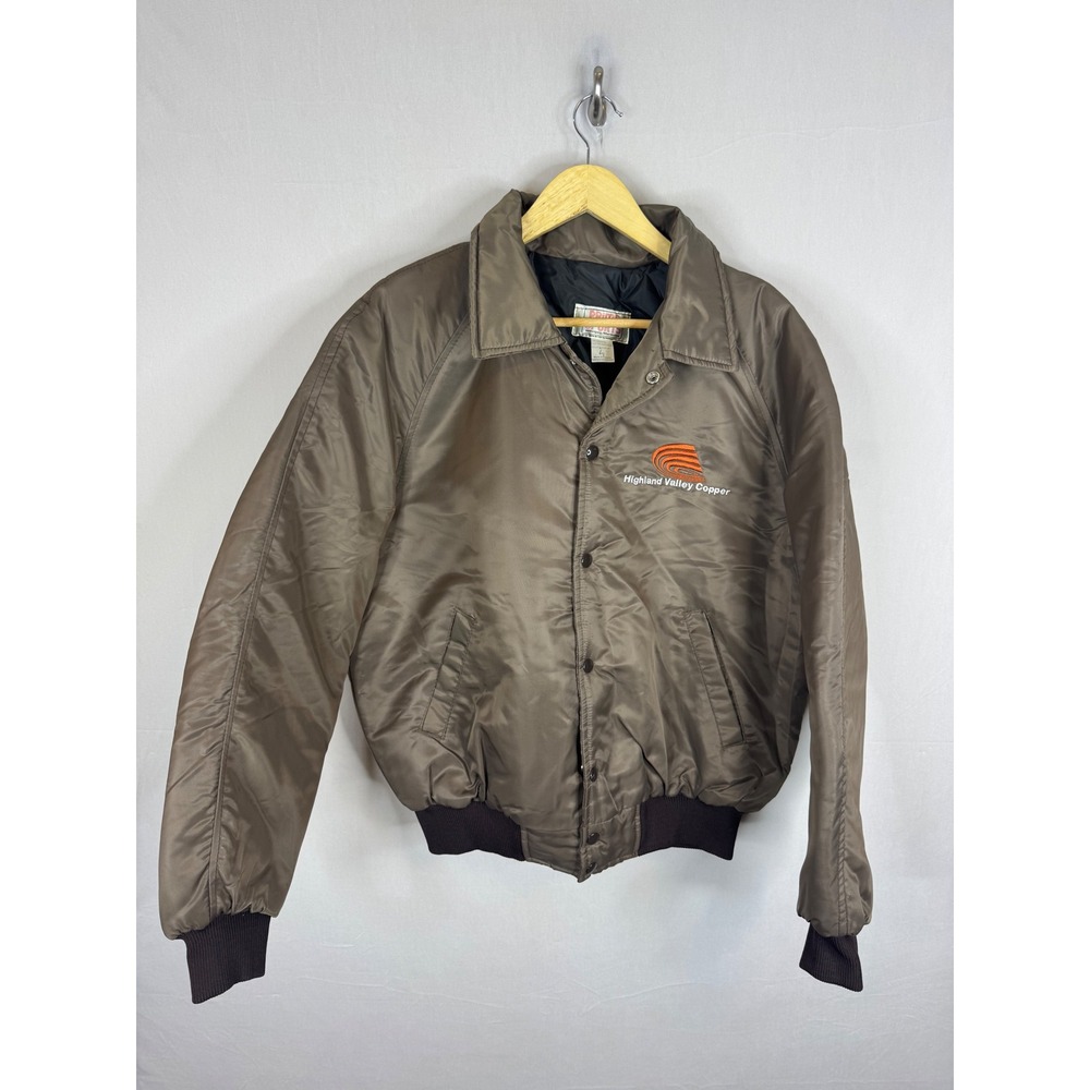Vintage Highland Valley Copper Bomber Jacket Mens Large Brown Canada Mining